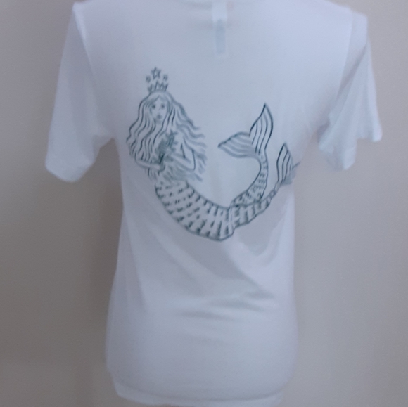 CANVAS, Cotton Rayon Blend, Plain Front, STARBUCKS on sleeve, Twin Tail Siren T - Picture 3 of 8